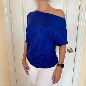 2 For $23! ⭐️ Shimmery Blue off the shoulder top